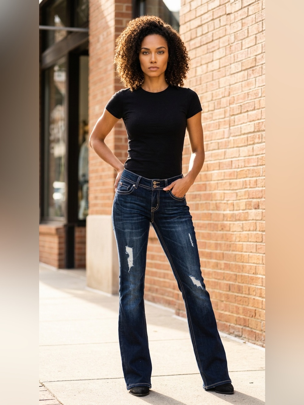 Hudson Jeans Signature Dark Blue Distressed Boot Cut/Flare Jeans Sz 25